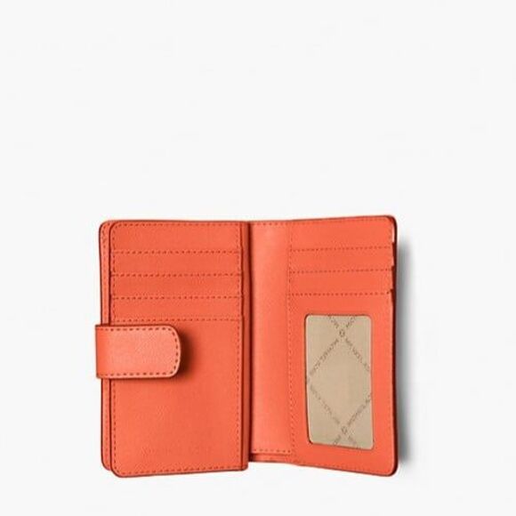 New Michael Kors Medium Crossgrain Leather Wallet Red Clay - Picture 3 of 4